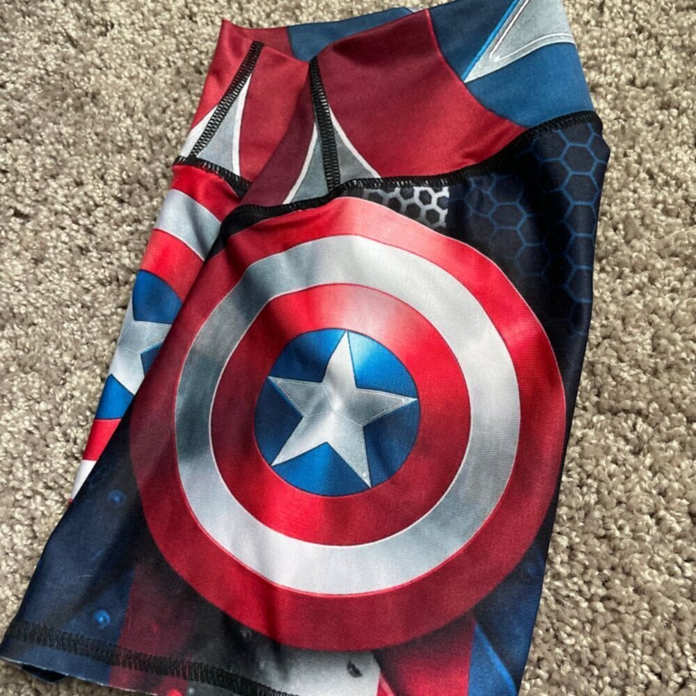 BOOTY LEGGINGS CAPTAIN AMERICA SZ S MADE IN COLOMBIA BUTT LIFT TUMMY CONTROL - Picture 4 of 9